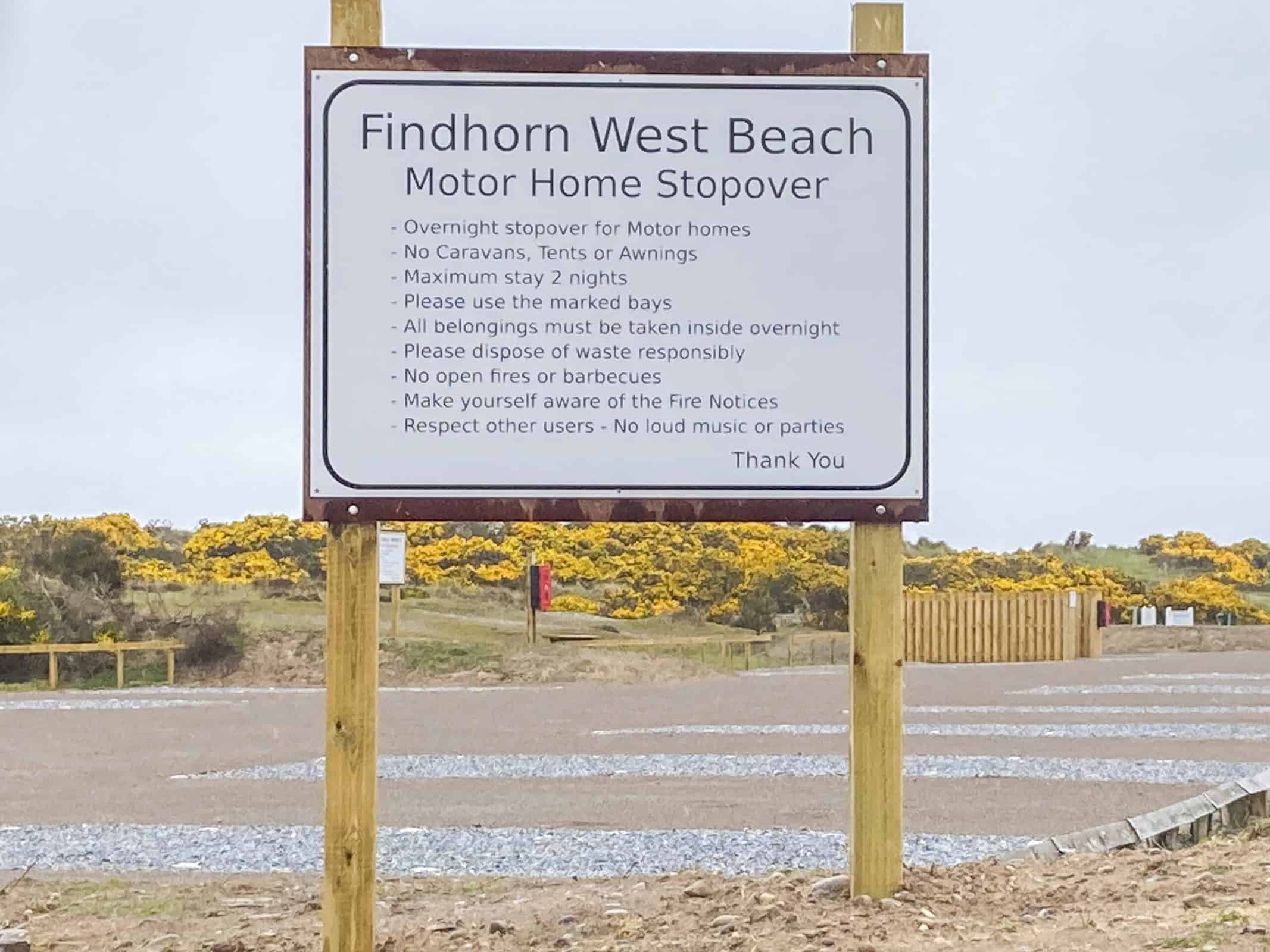 Findhorn Beach motorhome stopover